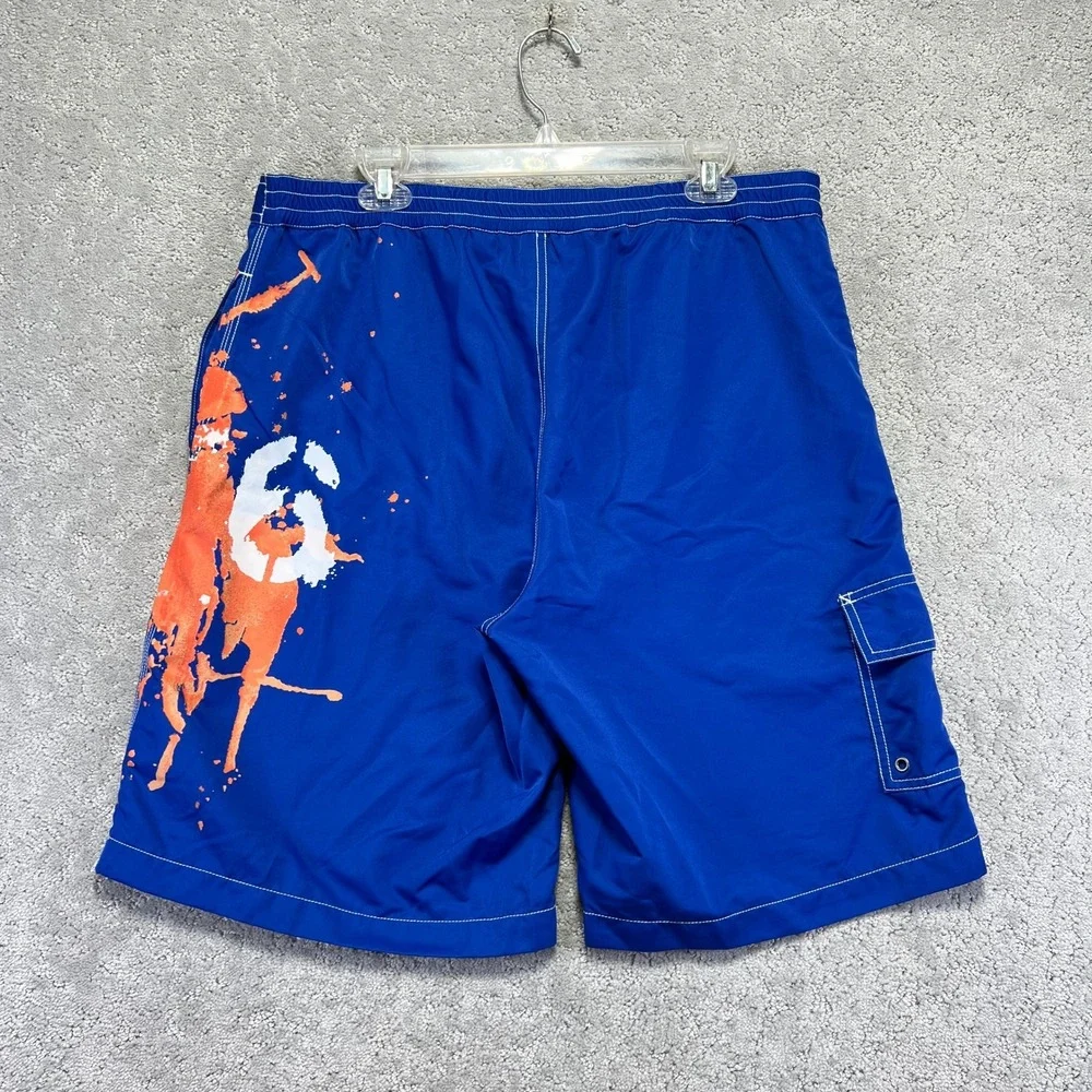 VINTAGE Polo Ralph Lauren Board Shorts Mens Large Blue Swim Trunks Surf Big Pony